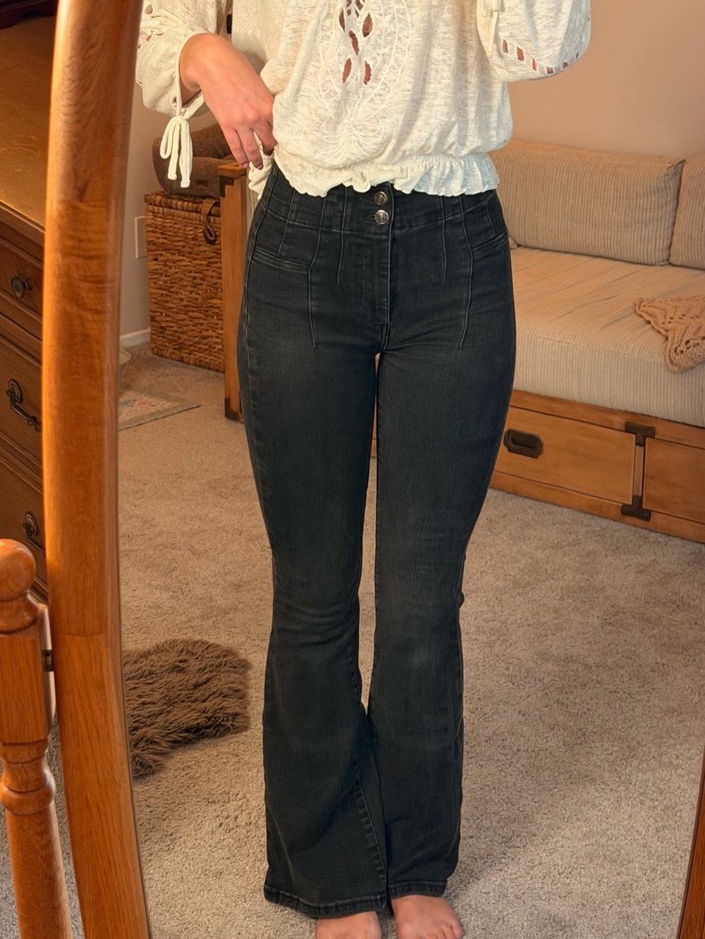 Free People We The Free Jayde Black High-Rise Flare Jeans size 25